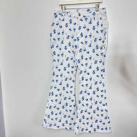 Altard State White & Blue Floral Flared Pants XL NEW - Picture 1 of 6